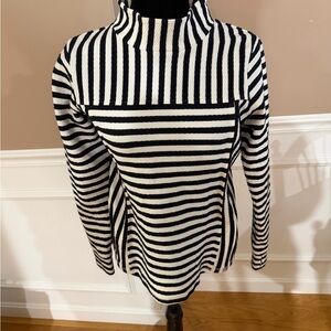 Talbots Black and White Striped Jersey Top